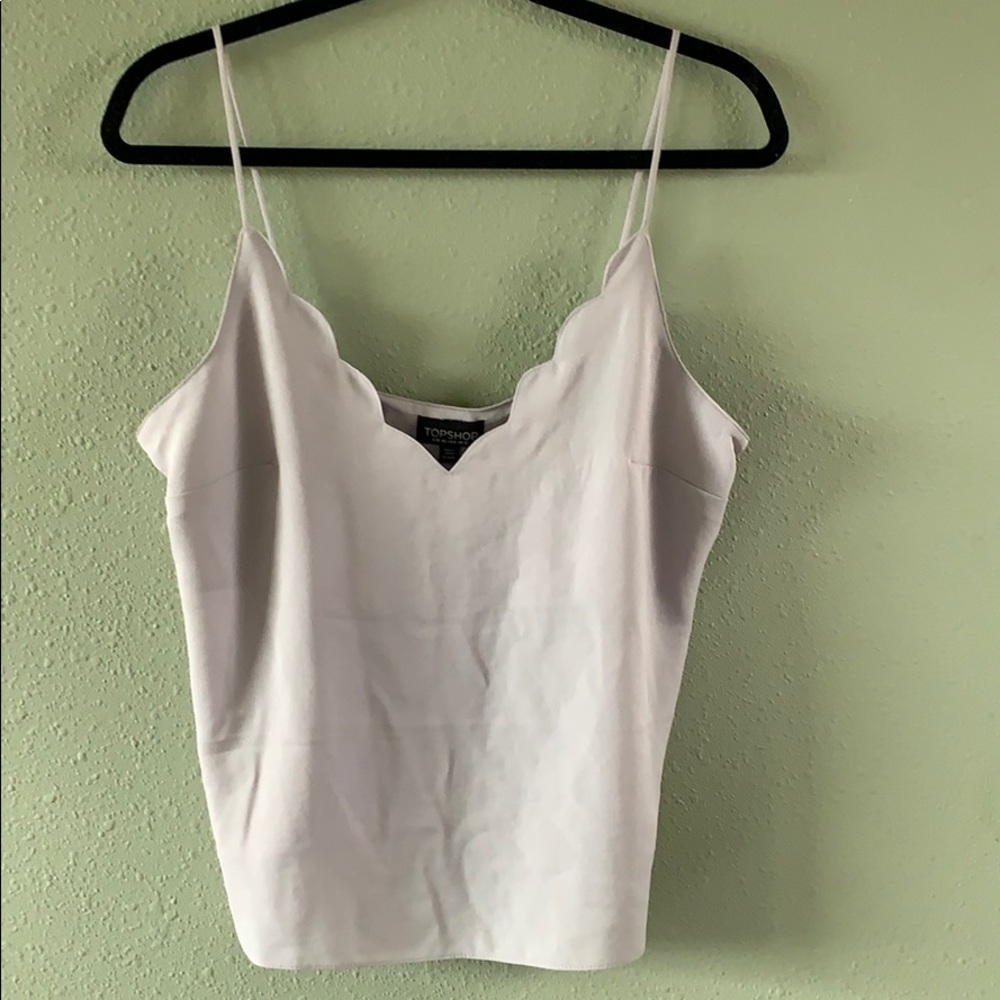NWT Topshop cami scallop neckline grey sz M
